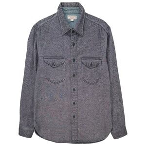 Wallace & Barnes Blue Two-Tone Twill Heavyweight Flannel Shirt Overshirt